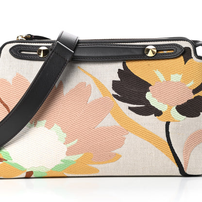 Fendi Canvas Vitello Dolce Psychedelic Flowers Embroidered Medium By The Way Boston Bag Multicolor Ebano 8 of 10