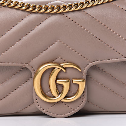 Gucci Calfskin Matelasse Super Mini GG Marmont Shoulder Bag Porcelain Rose 6 of 11