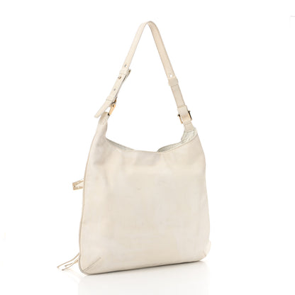 Versace Calfskin Medium Palazzo Fringe Shoulder Bag White 3 of 14