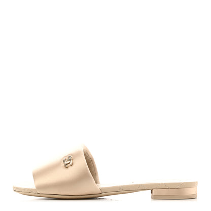 Chanel Satin Mule Sandals 37 Beige 1 of 9