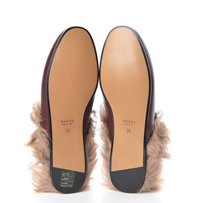 Gucci Malaga Kid Fur Womens Princetown Slippers 35 Vintage Bordeaux 7 of 7