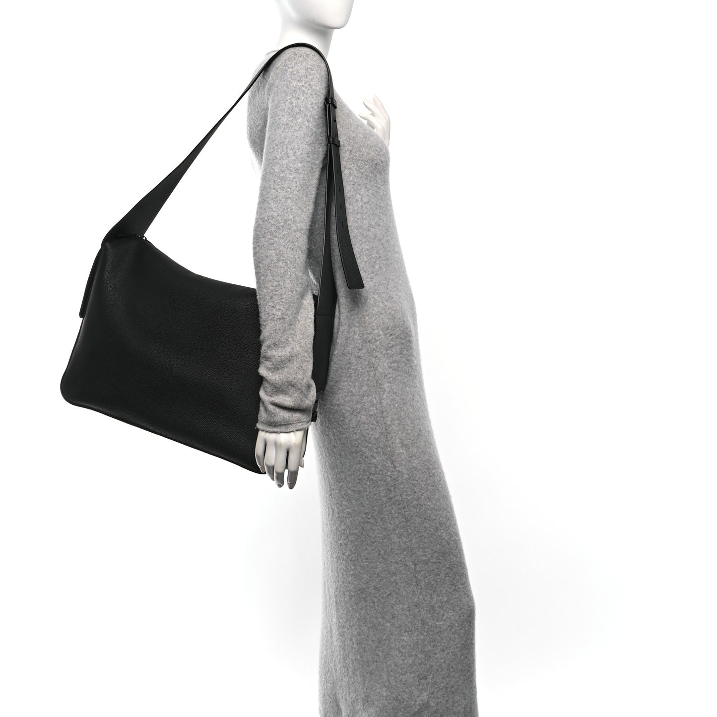 Calfskin Gancini Twins Slouchy Crossbody Bag Black