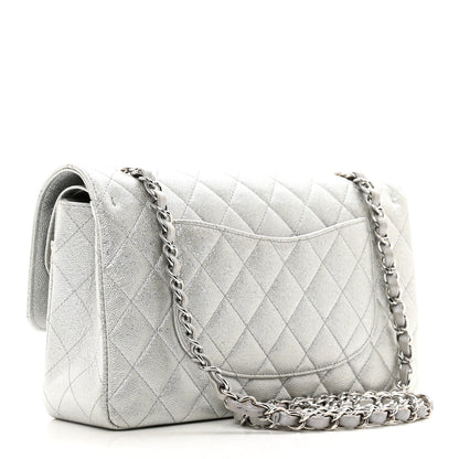 Chanel Glittered Metallic Caviar Quilted Medium Double Flap Silver 3 of 11