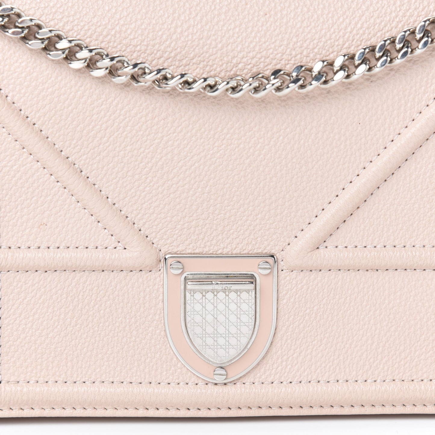 Grained Calfskin Diorama Wallet on Chain Pouch Nude