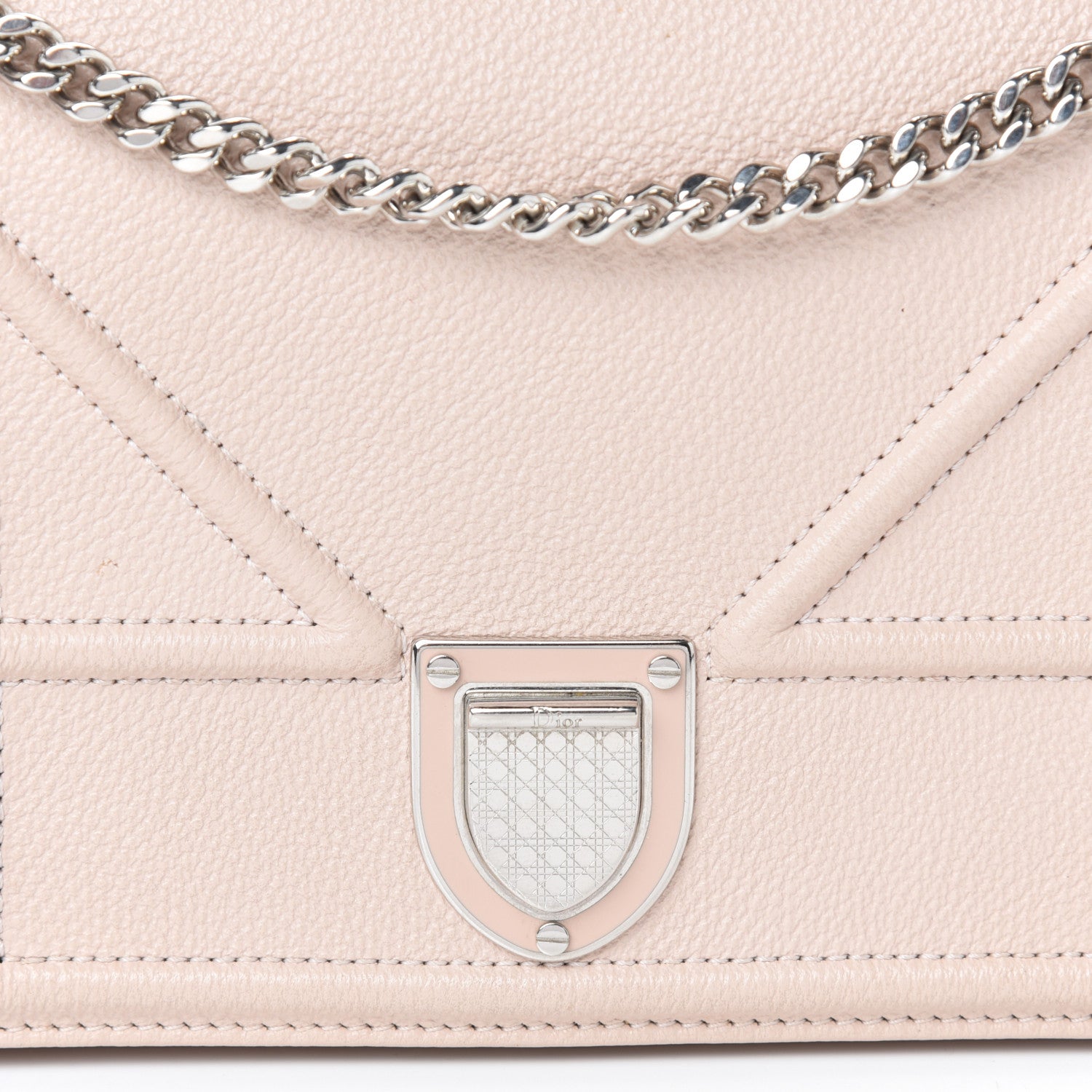 Christian Dior Grained Calfskin Diorama Wallet on Chain Pouch Nude 7 of 9