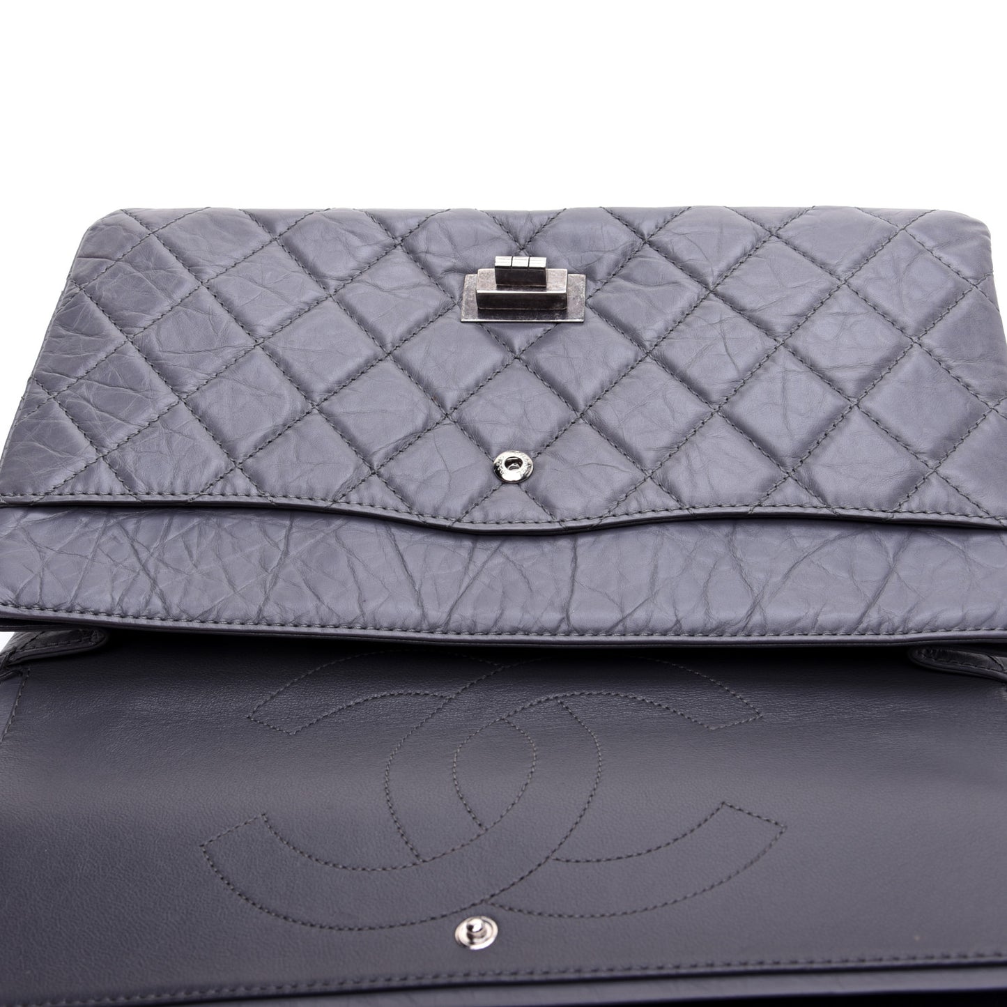 Aged Calfskin Quilted 2.55 Reissue 227 Flap Grey