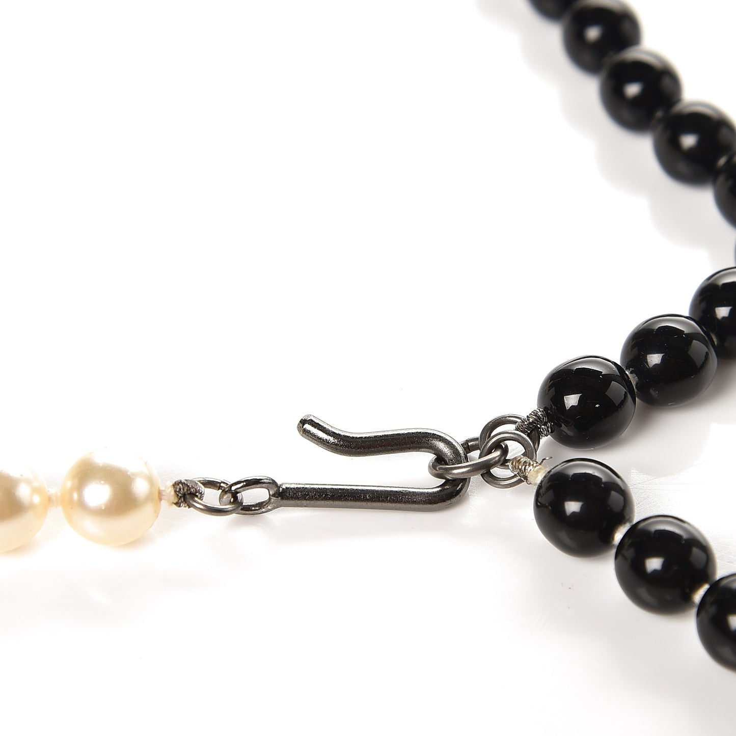 Pearl Beaded CC Double Strand Belt Black White