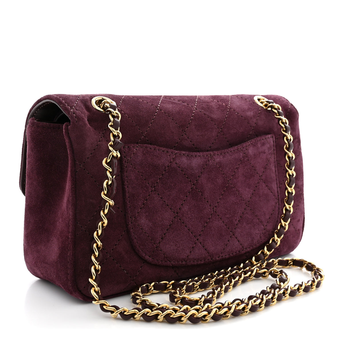 Suede Calfskin Mini Souplissimo Flap Burgundy