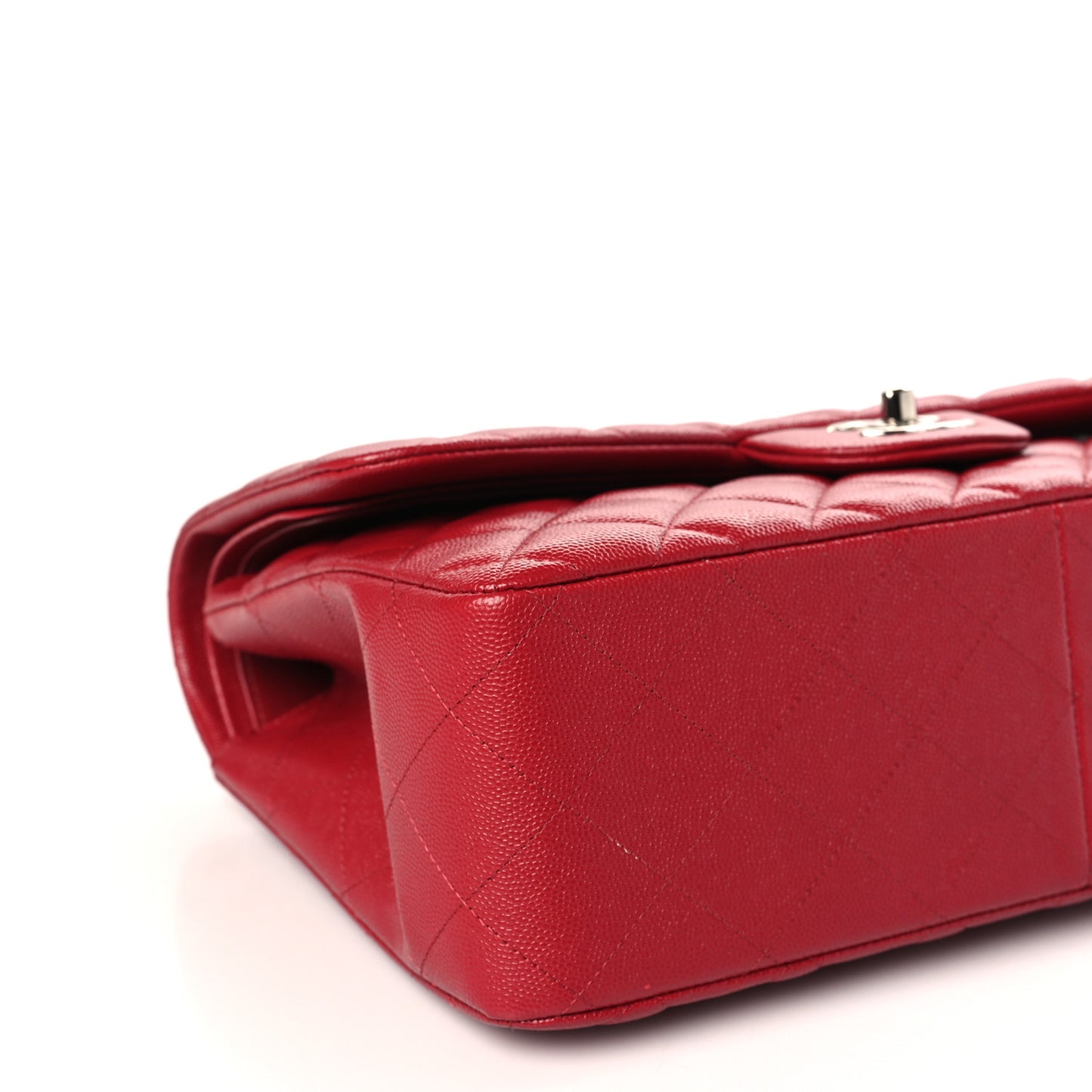 Caviar Quilted Jumbo Double Flap Dark Red