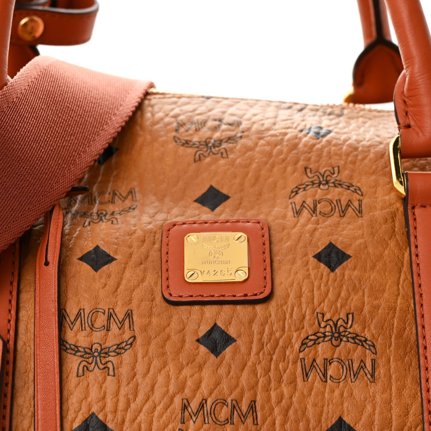 MCM Visetos Large Traveler Weekender Bag Cognac 5 of 6