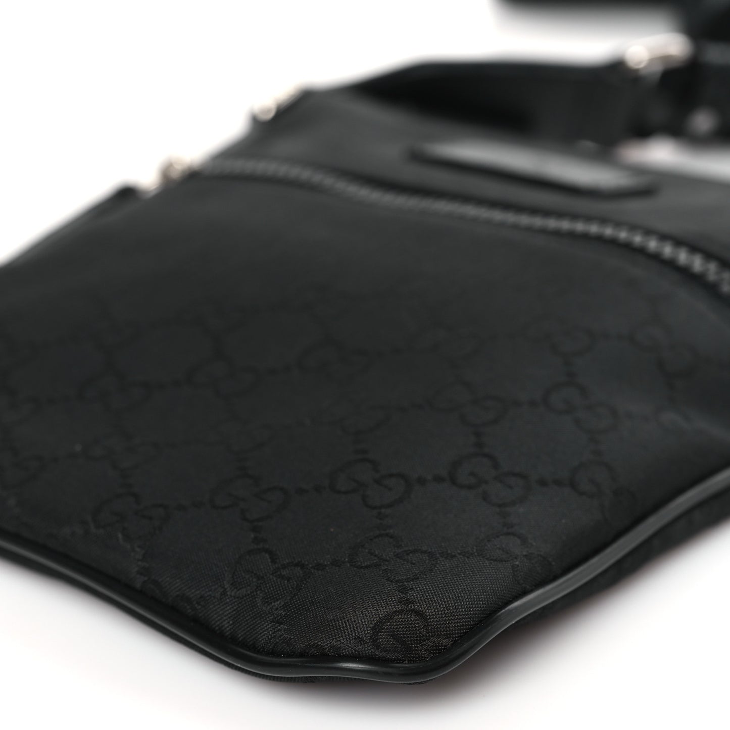 Nylon Monogram Mini Flat Messenger Bag Black