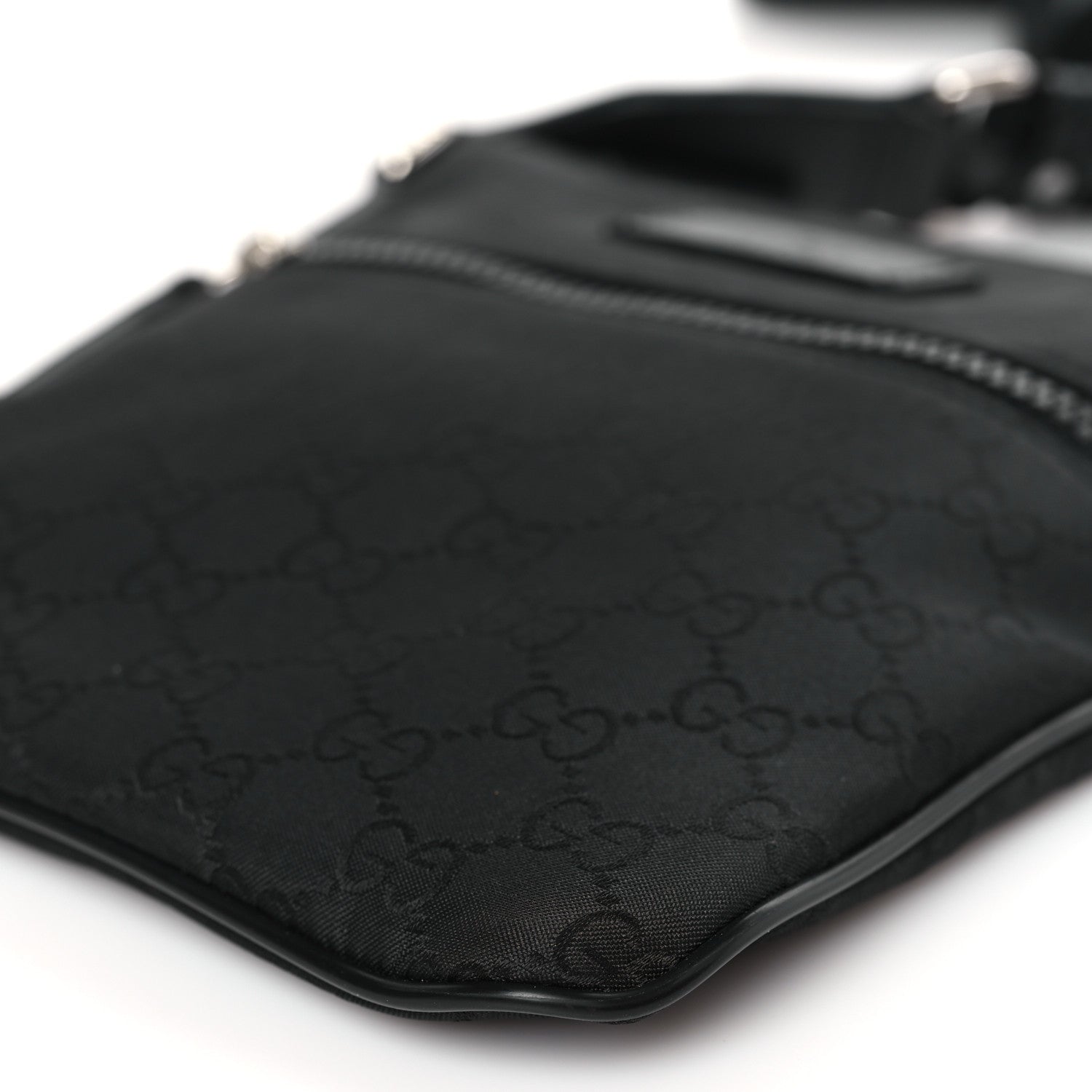 Gucci Nylon Monogram Mini Flat Messenger Bag Black 9 of 9