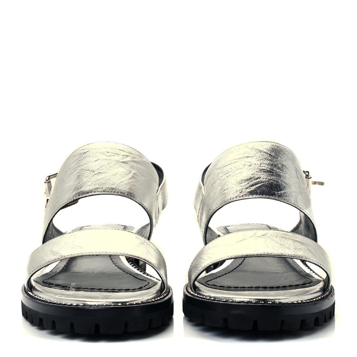 Christian Dior Crinkled Lambskin Crystal Dior Wanted Sandals 40 Argent 3 of 12