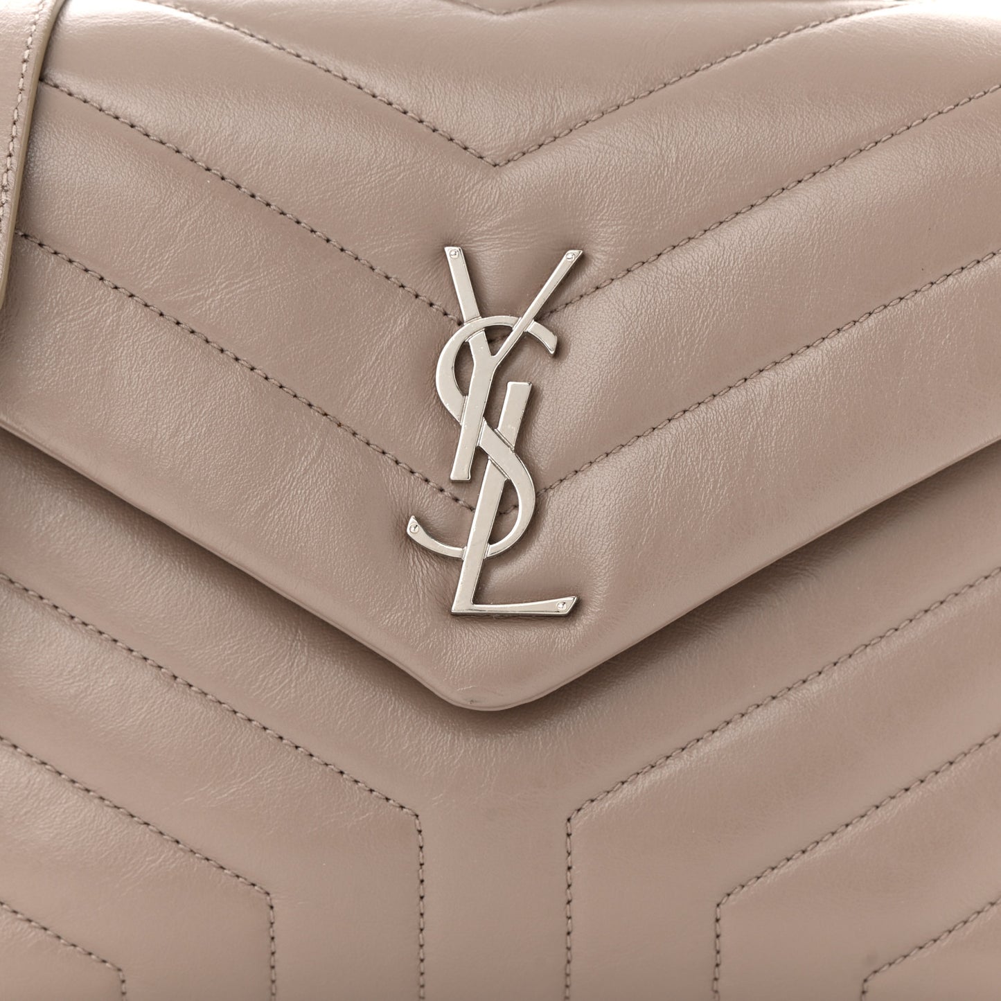 Calfskin Y Quilted Monogram Small Loulou Chain Satchel Dark Beige