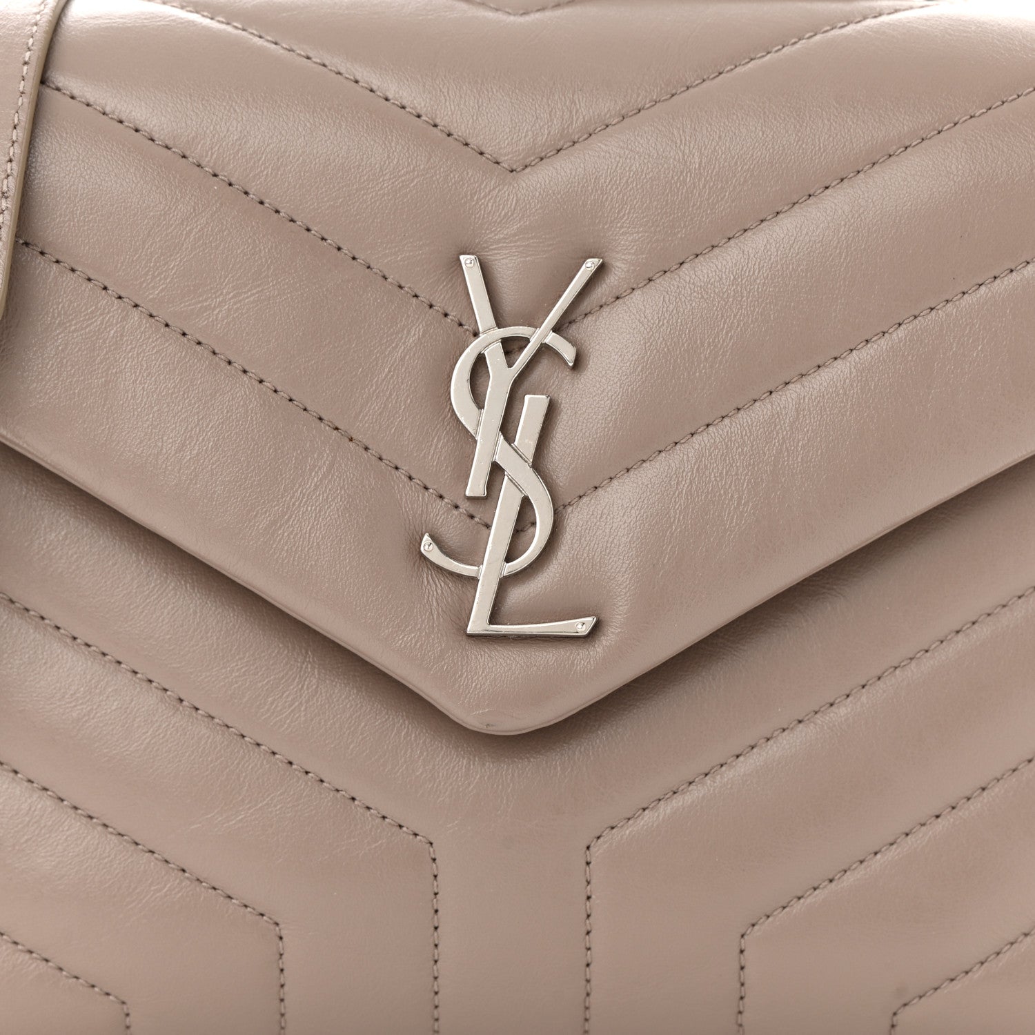 Saint Laurent Calfskin Y Quilted Monogram Small Loulou Chain Satchel Dark Beige 8 of 11