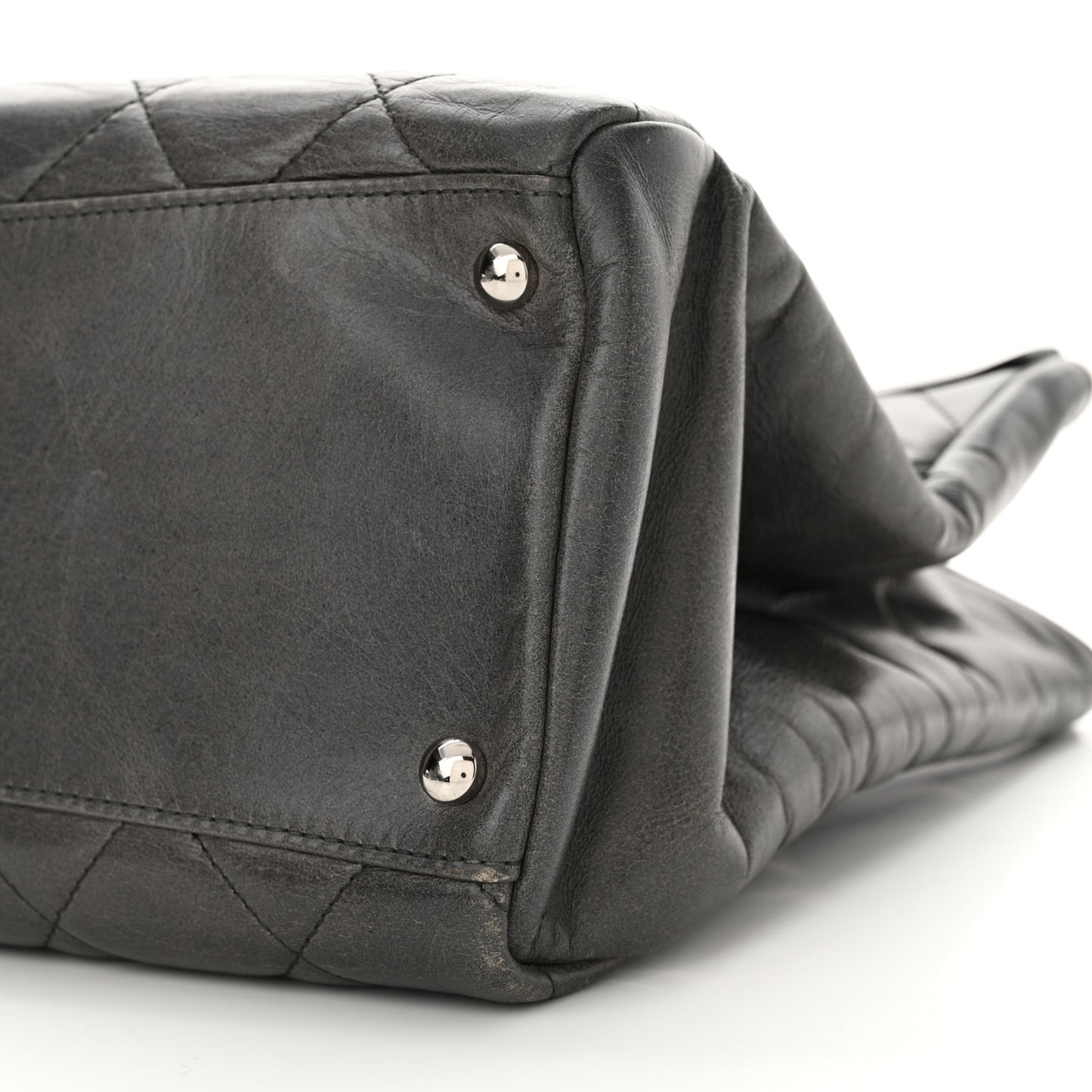 Glazed Calfskin Quilted Small CC Delivery Tote Grey