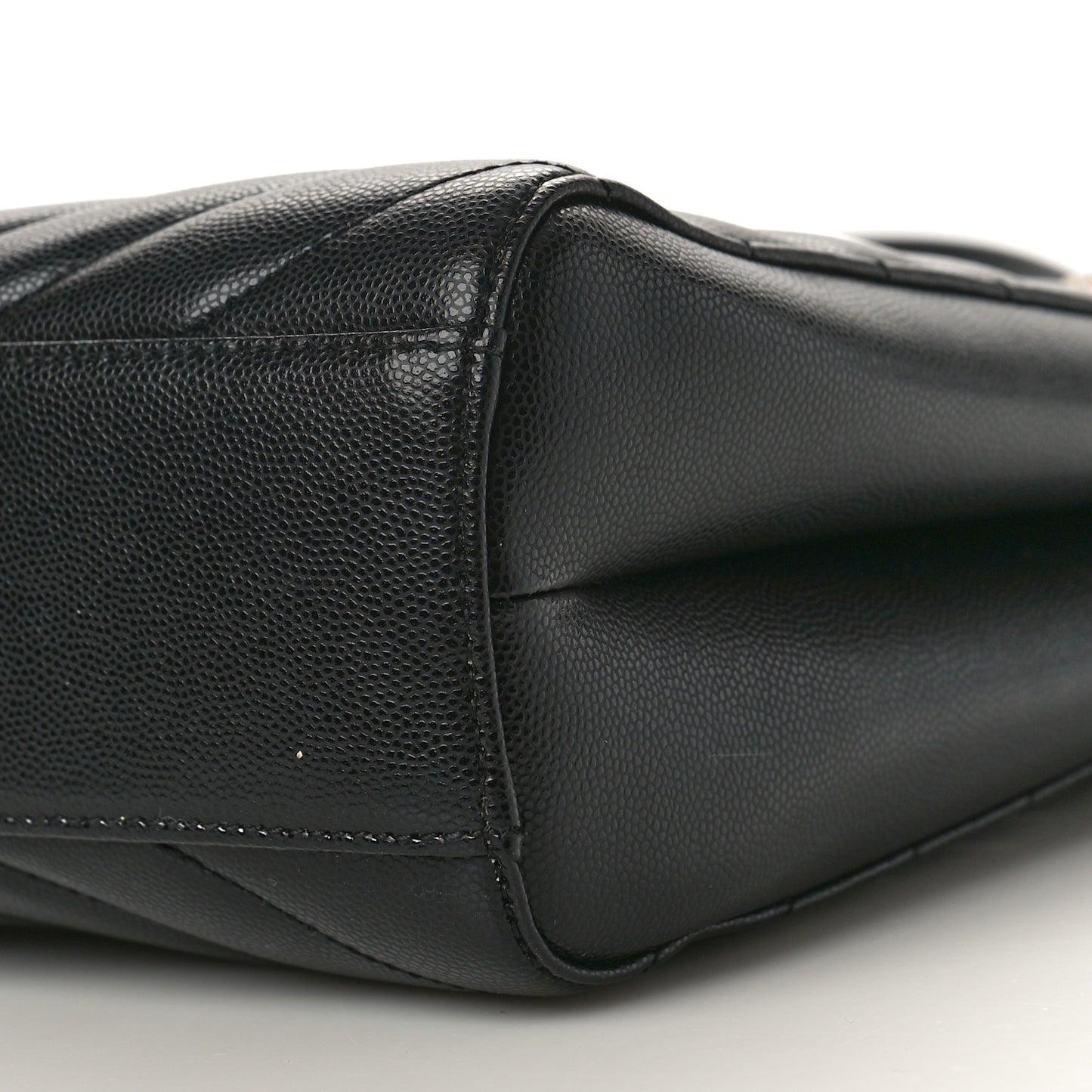 Grain de Poudre Matelasse Chevron Medium Tribeca Shopping Bag Black