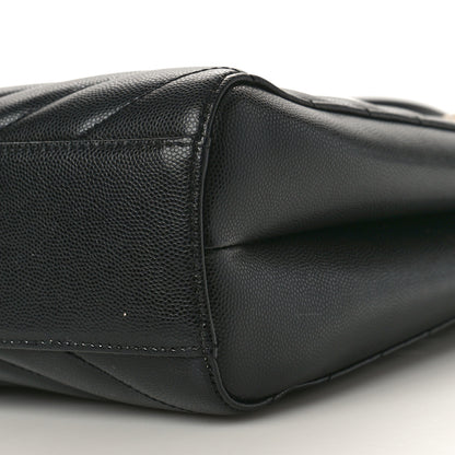 Saint Laurent Grain de Poudre Matelasse Chevron Medium Tribeca Shopping Bag Black 8 of 9