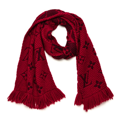 Louis Vuitton Wool Silk Logomania Scarf Rubis 1 of 5