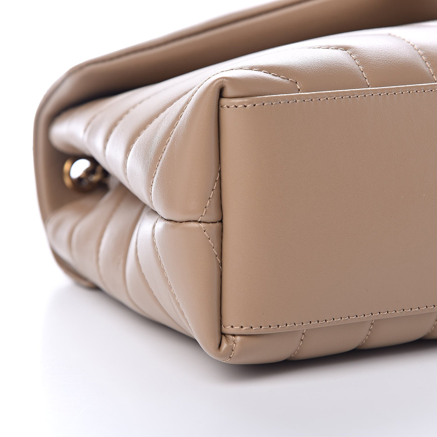 Saint Laurent Calfskin Y Quilted Monogram Small Loulou Chain Satchel Dark Beige 9 of 10
