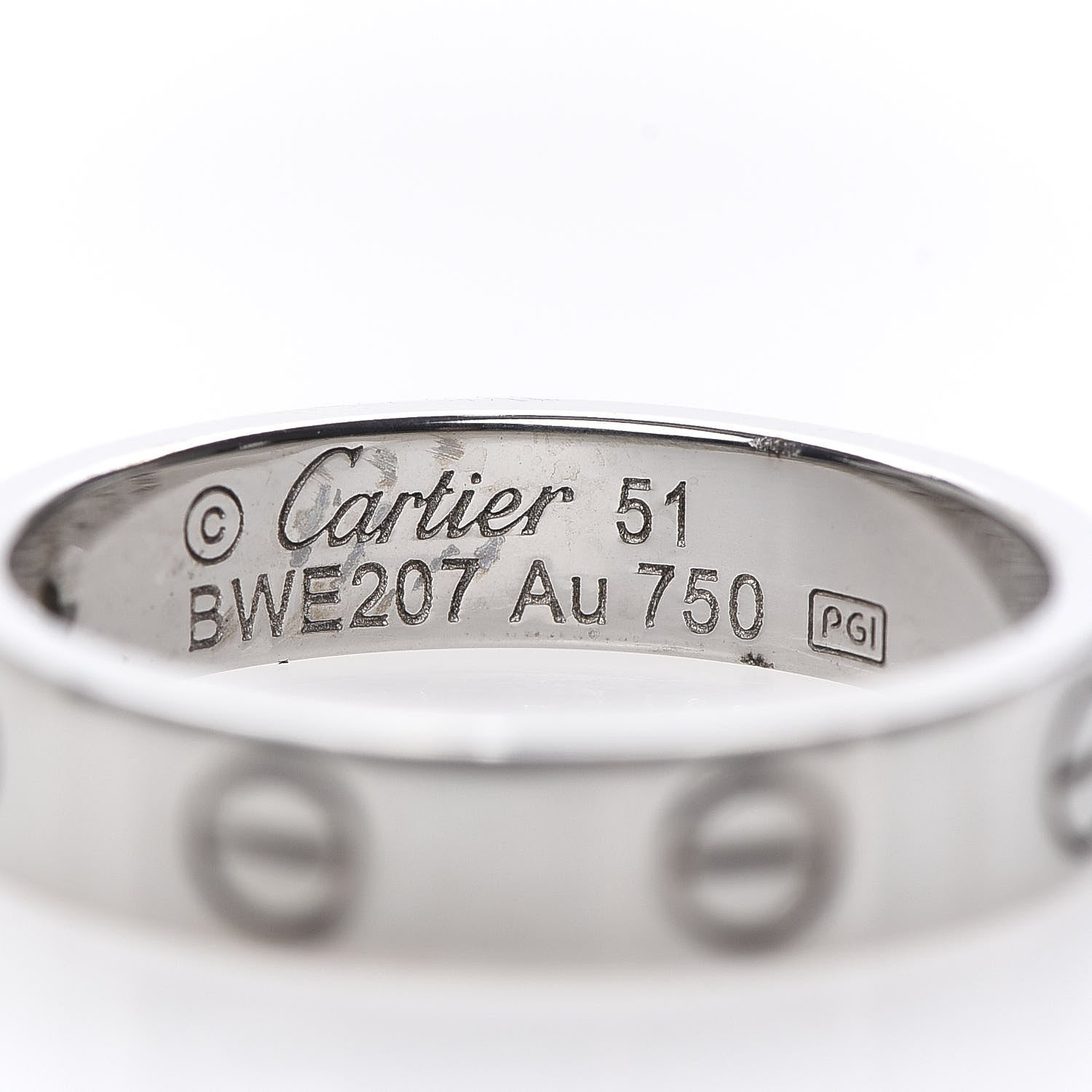 Cartier 18K White Gold Diamond 4mm LOVE Wedding Band Ring 51 5.75 4 of 4