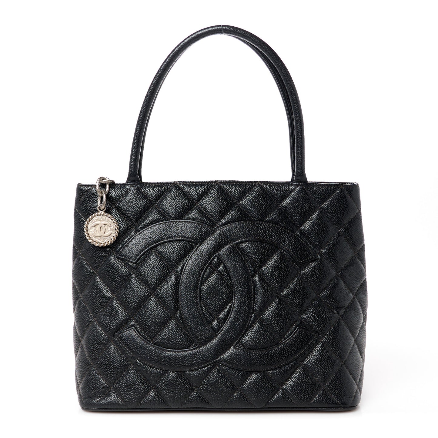 Caviar Quilted Medallion Tote Black