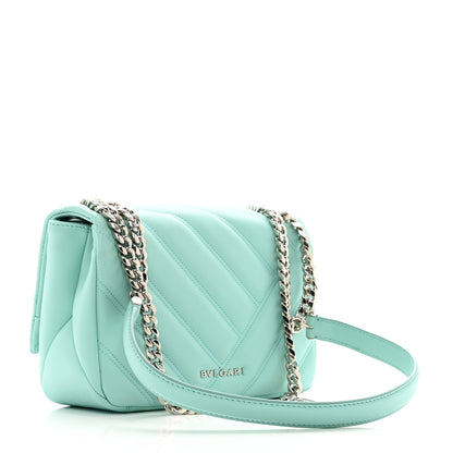 Bulgari Calfskin Matelasse Small Serpenti Cabochon Shoulder Bag Turquoise 3 of 9
