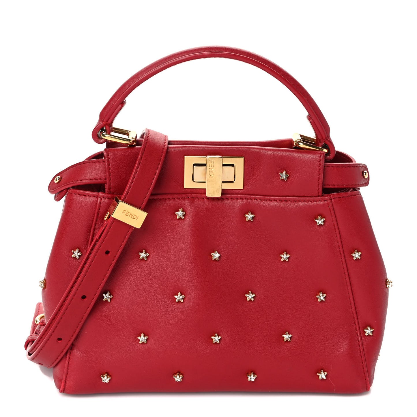Nappa Crystal Stars Studded XS Peekaboo Iconic Satchel Fragola