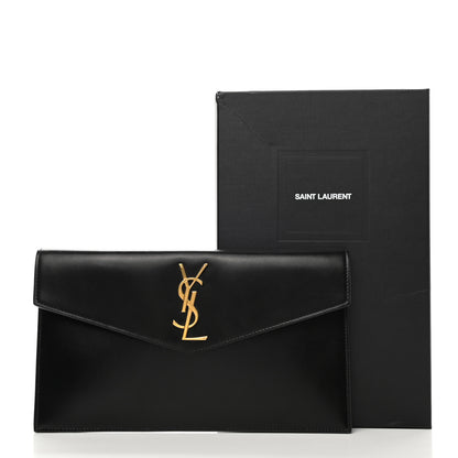 Saint Laurent Smooth Shiny Calfskin Monogram Uptown Pouch Black 11 of 11