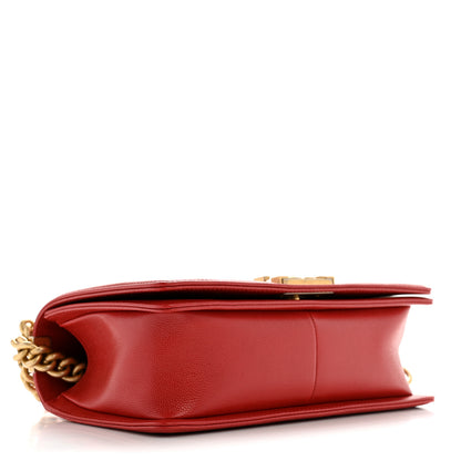 Chanel Caviar Chevron Quilted Medium Boy Flap Red 4 of 10