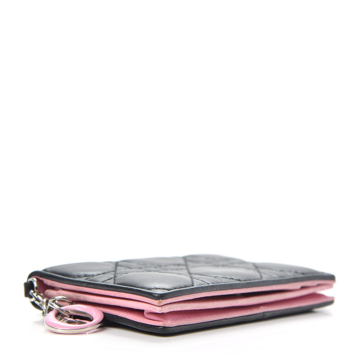Christian Dior Lambskin Cannage Bi-Color Small Lady Dior Flap Card Holder Black Pink 4 of 10
