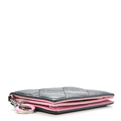Christian Dior Lambskin Cannage Bi-Color Small Lady Dior Flap Card Holder Black Pink 4 of 10