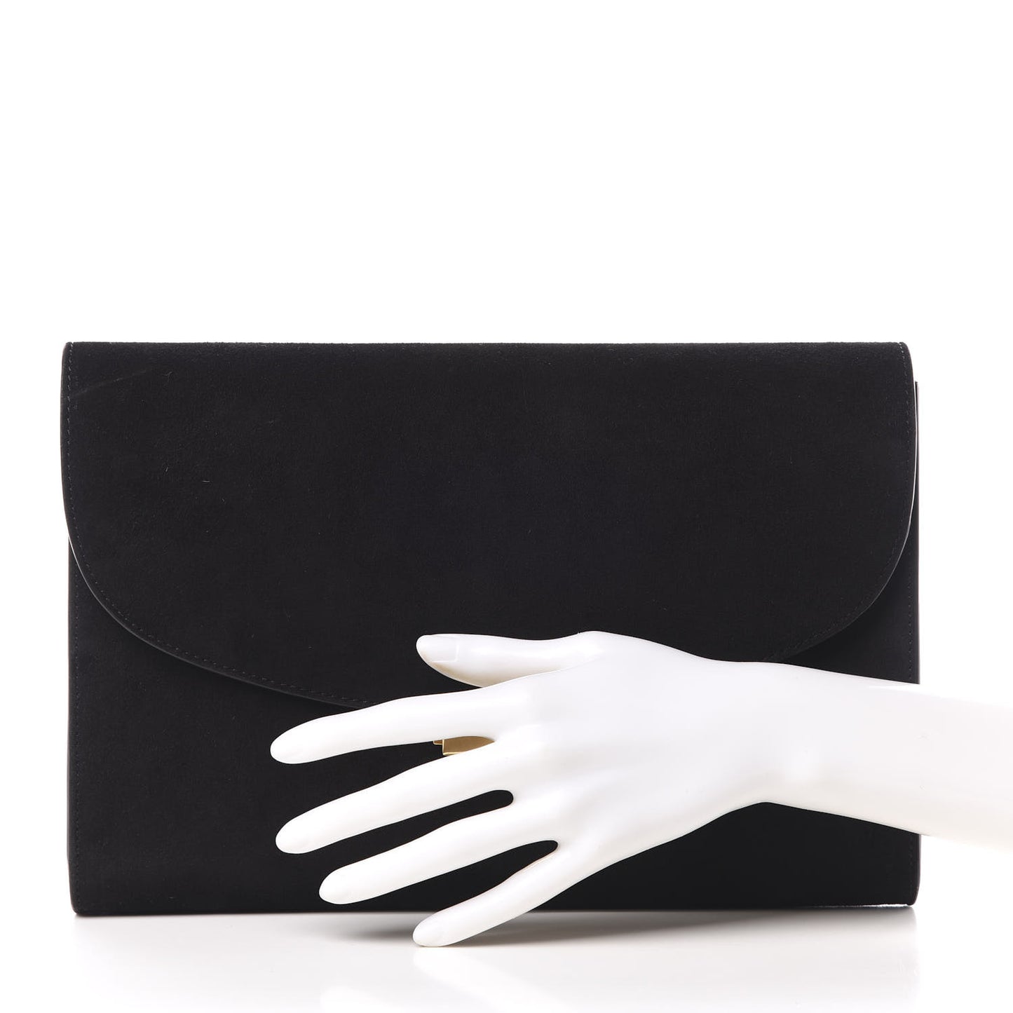 Suede Envelope Flat Clutch Black