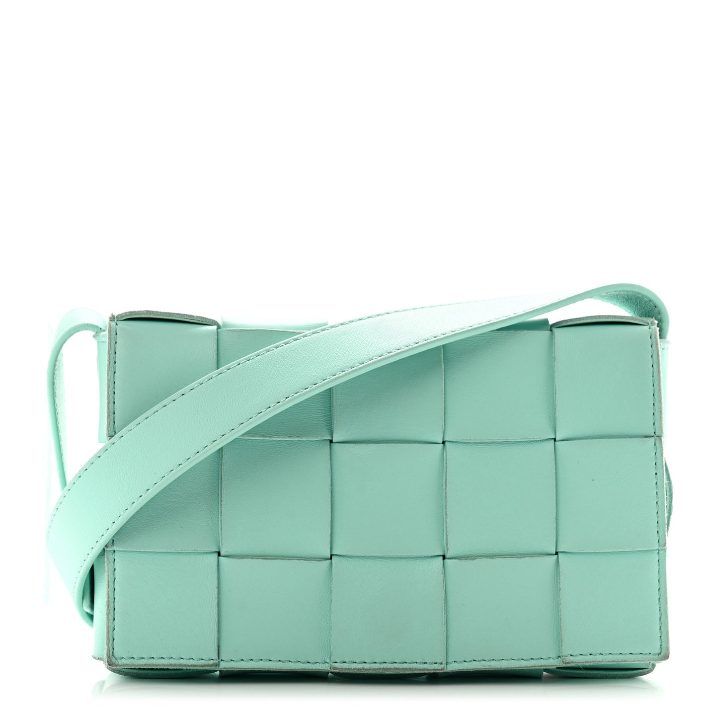 Lambskin Maxi Intrecciato Small Cassette Crossbody Bag Celadon