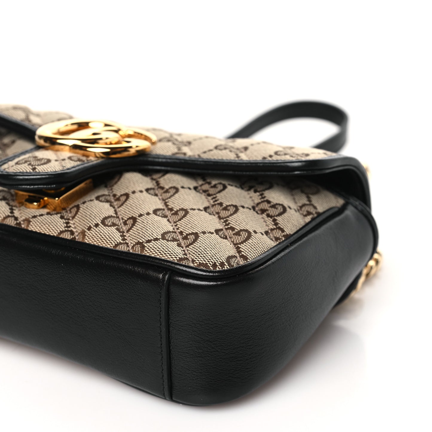 Monogram Matelasse Diagonal Mini GG Marmont Shoulder Bag Beige Black