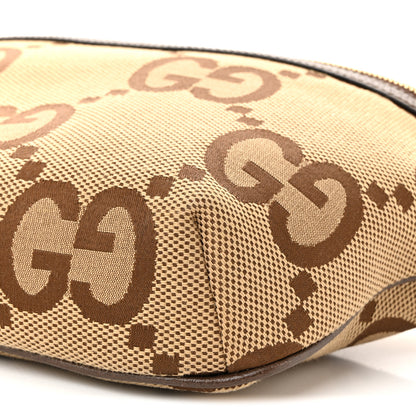 Gucci Monogram Jumbo GG Textured Dollar Calfskin Web Belt Bag Camel Ebony New Acero 10 of 10