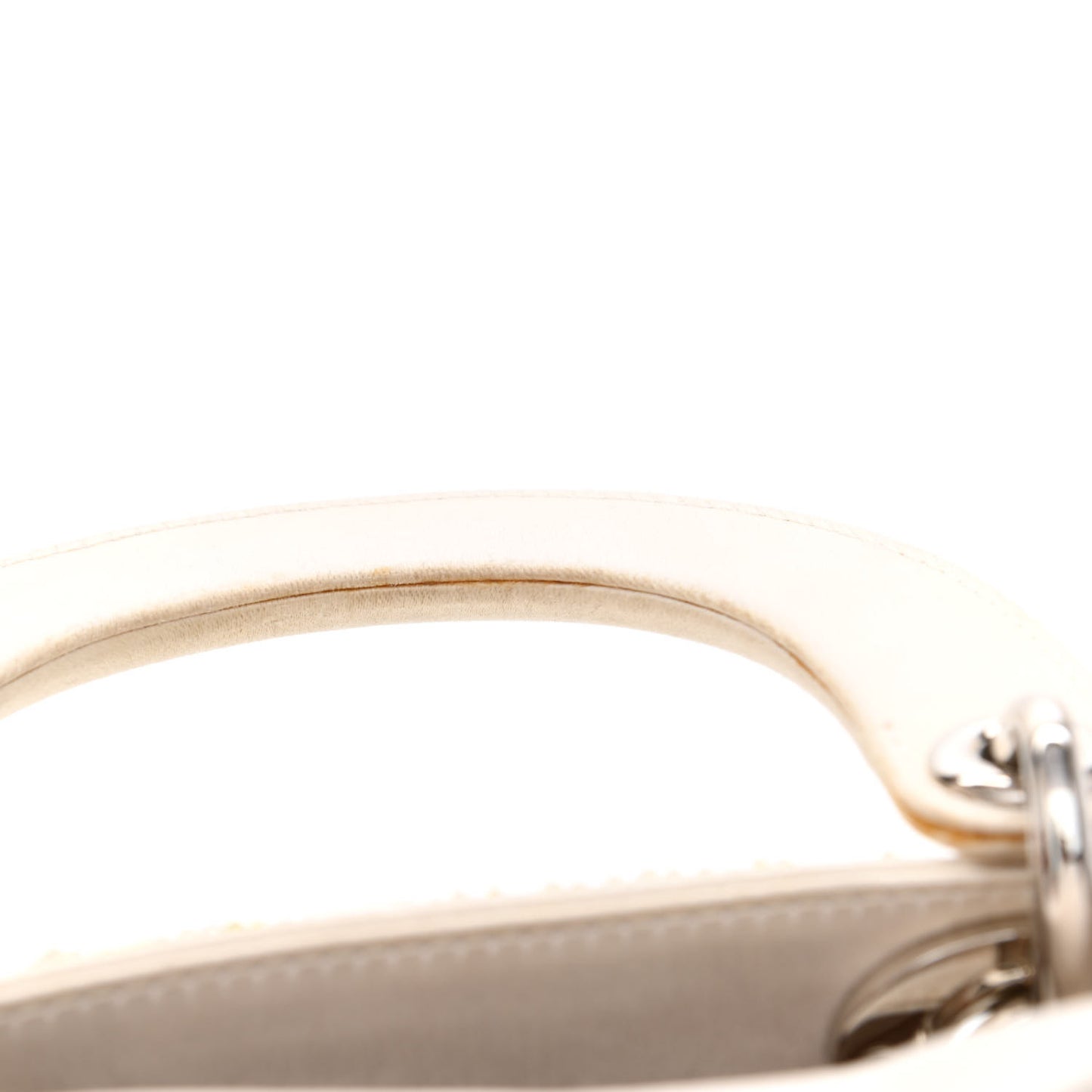 Satin Beaded Floral Embroidered Mini Lady Dior White Multicolor