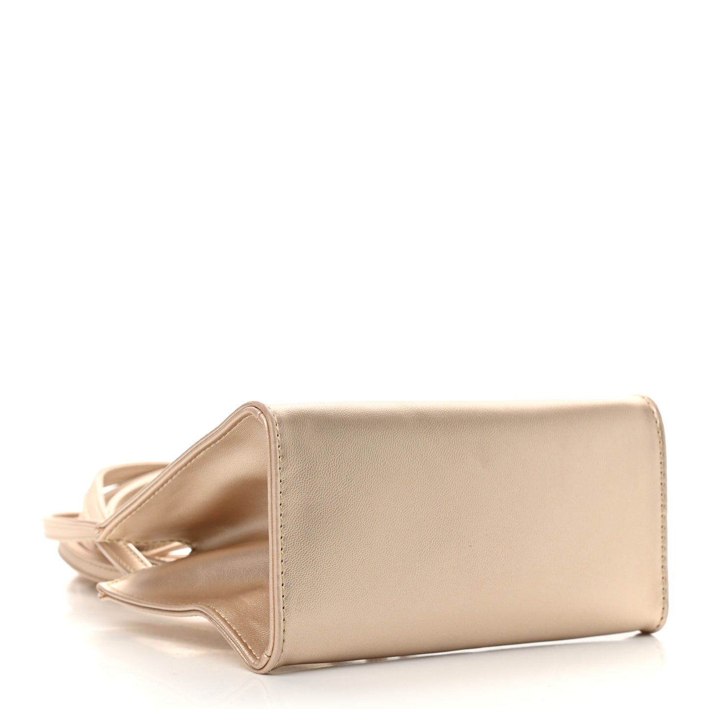 Metallic Vegan Leather Small Shopping Bag Gold