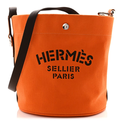 Hermes Toile Natural Barenia Sac De Pansage Grooming Bag Orange Kaki 1 of 10