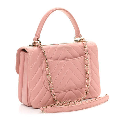 Chanel Lambskin Chevron Quilted Small Trendy CC Dual Handle Flap Bag Light Pink 3 of 10