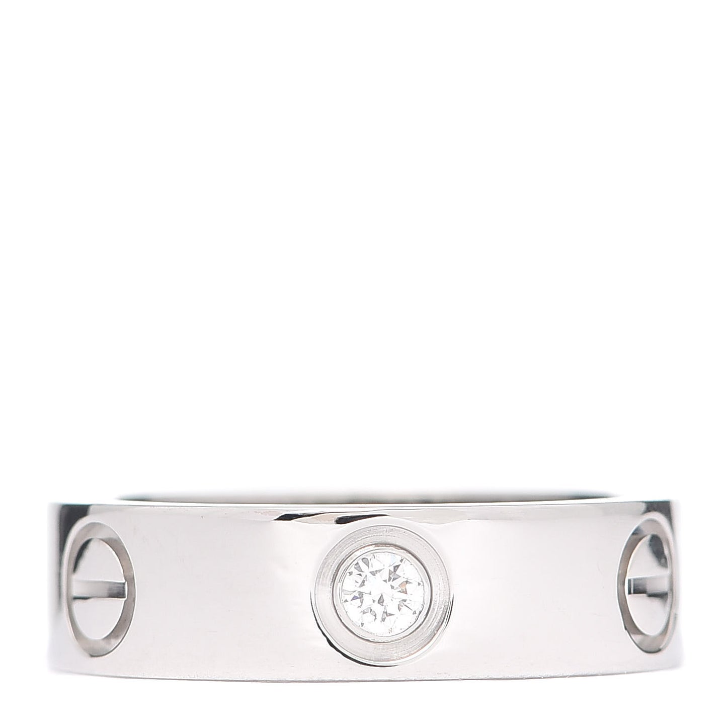 18K White Gold 3 Diamond 5.5mm LOVE Ring 52 6