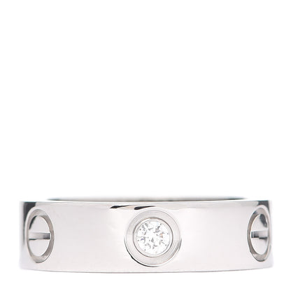 Cartier 18K White Gold 3 Diamond 5.5mm LOVE Ring 52 6 1 of 6