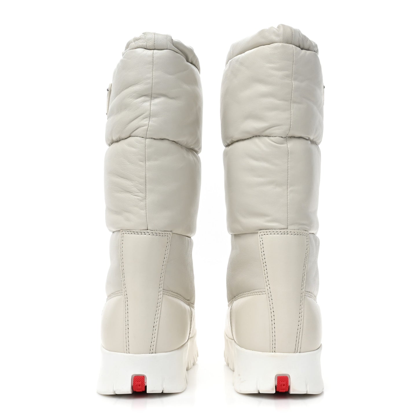 Nappa Metal Triangle Logo Padded Moon Boots 36.5 White