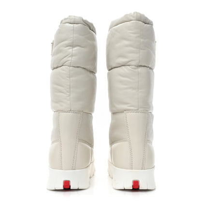 Prada Nappa Metal Triangle Logo Padded Moon Boots 36.5 White 4 of 9