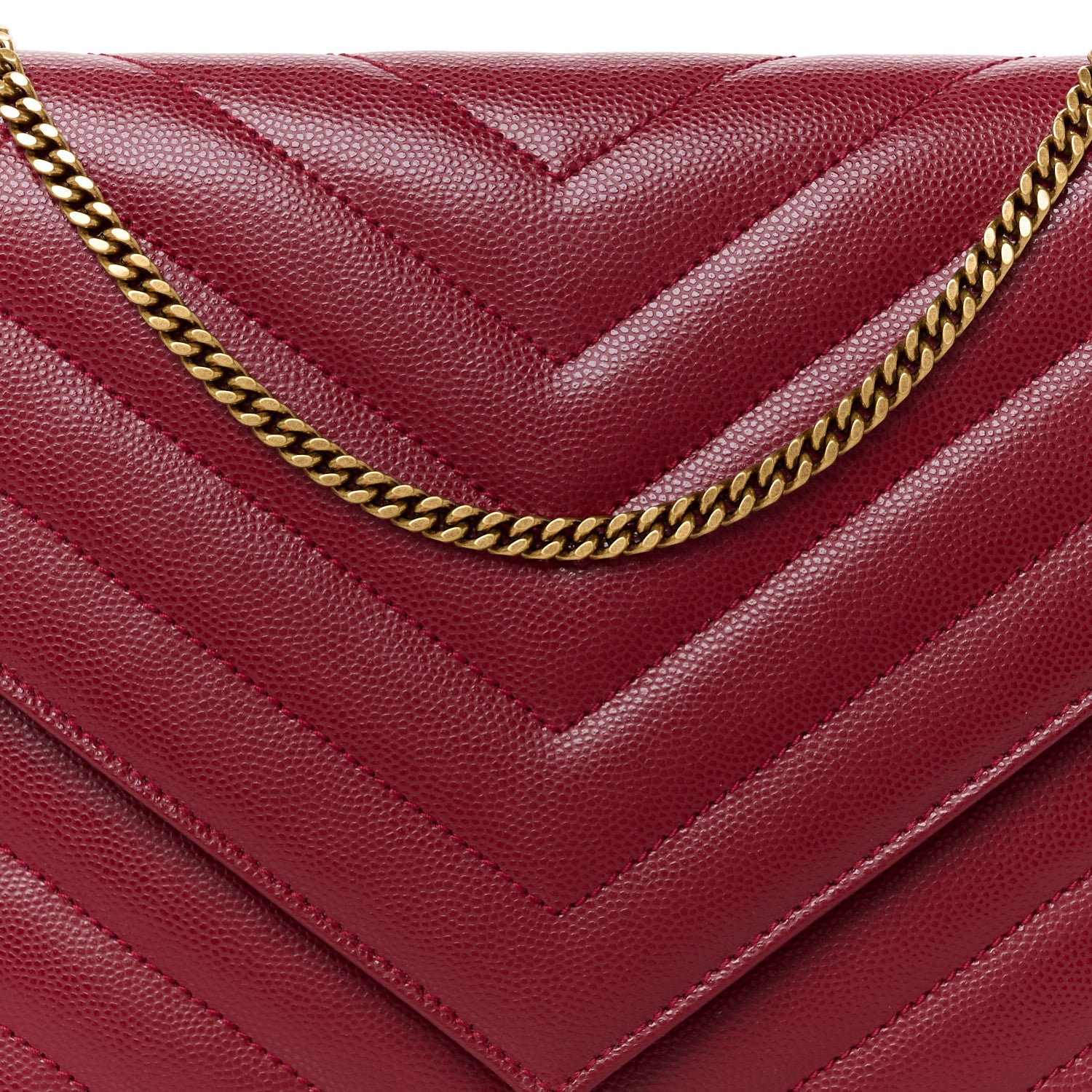 Saint Laurent Grain De Poudre Matelasse Tribeca Chain Wallet Amaretto 11 of 13