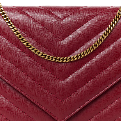Saint Laurent Grain De Poudre Matelasse Tribeca Chain Wallet Amaretto 11 of 13