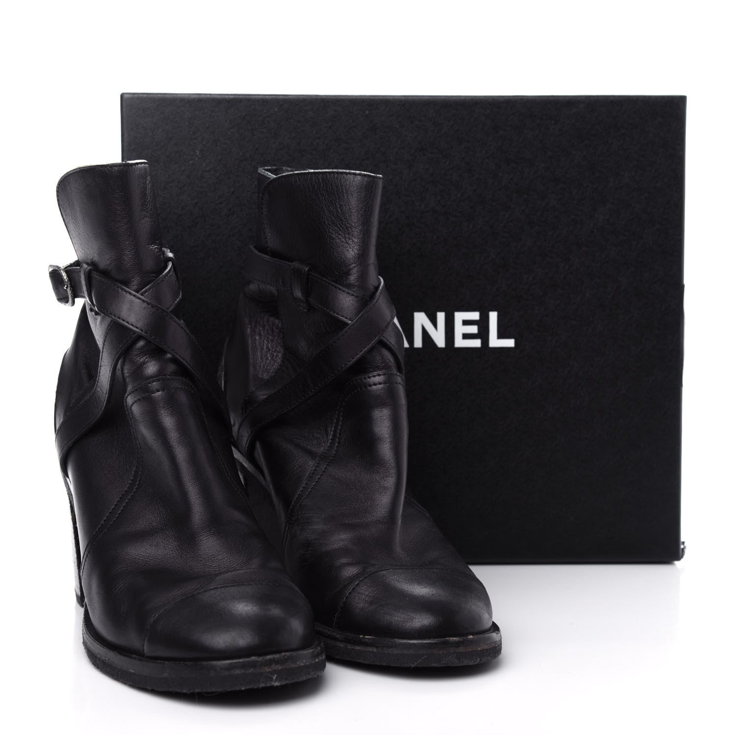 Chanel Lambskin CC Buckle Short Boots 39 Black 11 of 11