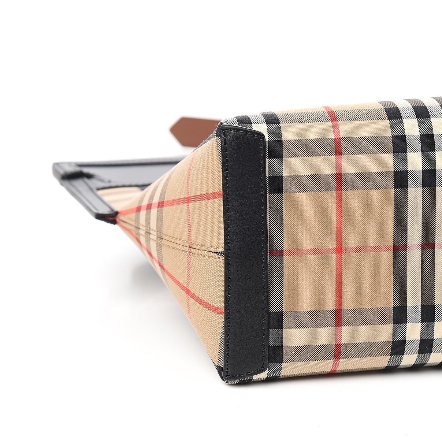 Calfskin Vintage Check Small Society Top Handle Bag Archive Beige Black
