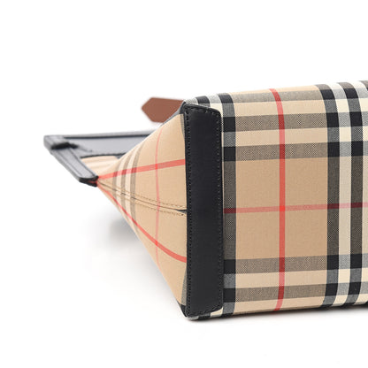 Burberry Calfskin Vintage Check Small Society Top Handle Bag Archive Beige Black 7 of 9