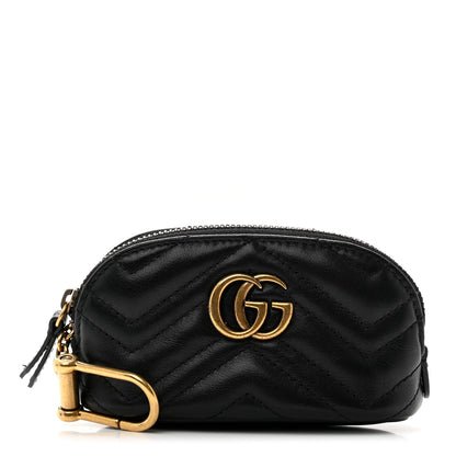 Gucci Calfskin Matelasse GG Marmont Key Pouch Black 1 of 7